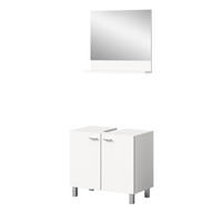 BADMÖBEL-SET weiß 2-teilig 57 cm, Kombination hängend oder stehend - Weiß, Glas/Holzwerkstoff (57/186/33cm) - Inn.Furn