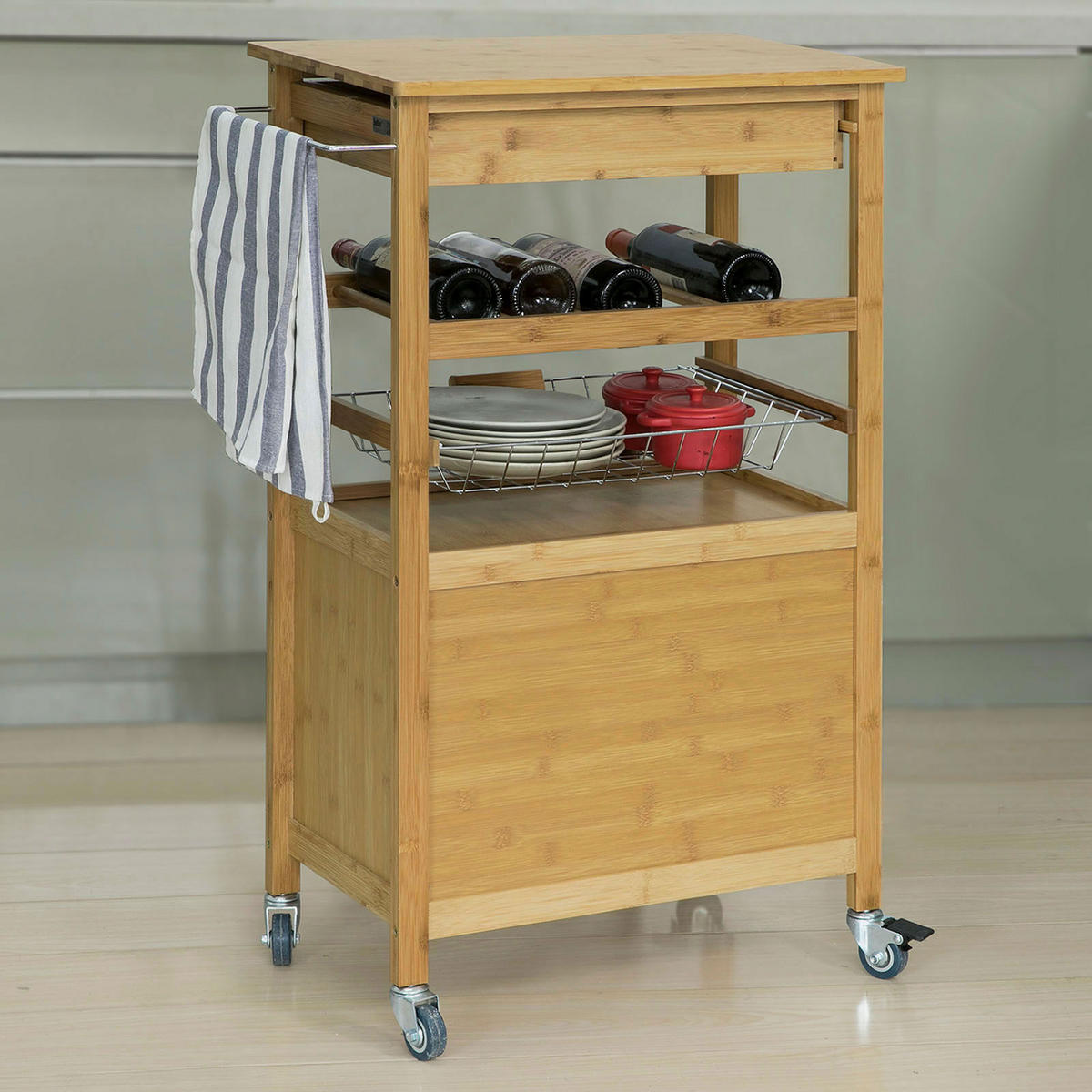 KÜCHENWAGEN Bambus - Naturfarben, Naturmaterialen (60/92/36cm) - SoBuy