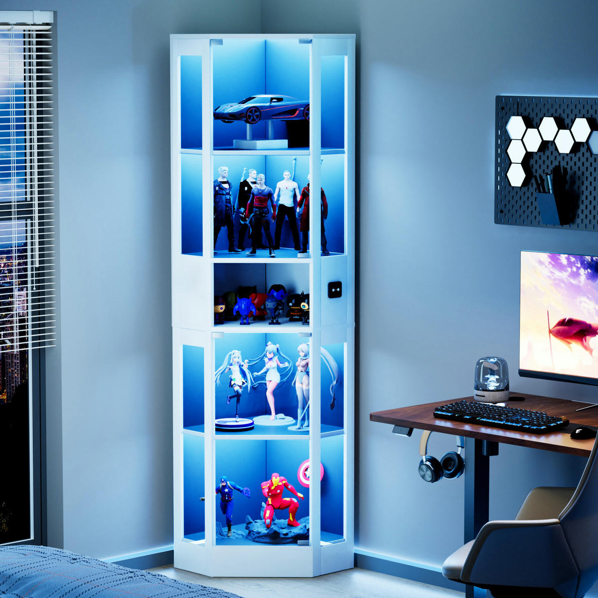 VITRINENSCHRANK mit LED Beleuchtung und Stauraum Weiß - Weiß, Glas (57/165/40cm) - PARAFTA HOME