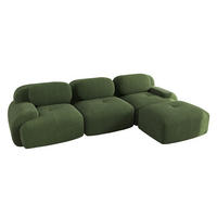 ECKSOFA 3-Sitzer in Premium-Cord Montagefrei & Rutschfest - Grün, Textil (298/178cm) - Urban Meuble