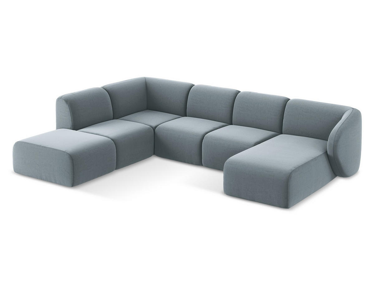 POUF Chenille Stoff Beige - Creme/Schwarz, Holzwerkstoff/Kunststoff (72/42/94cm) - Makamii