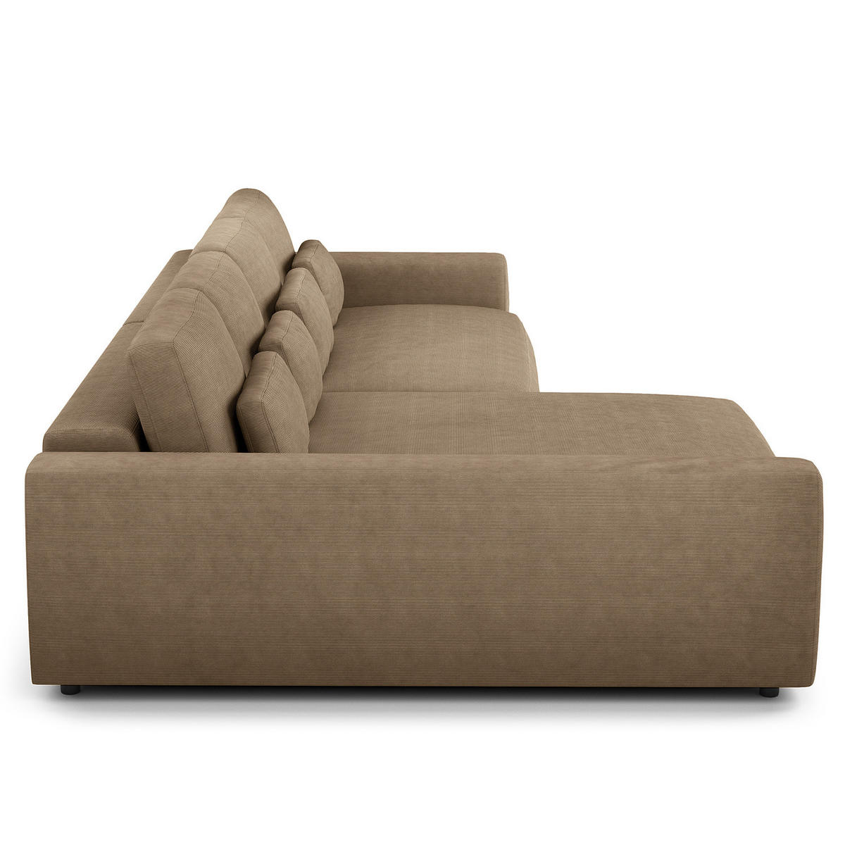 ECKSOFA mit XXL-Longchair - Taupe/Schwarz, Kunststoff/Textil (323/182cm) - home24