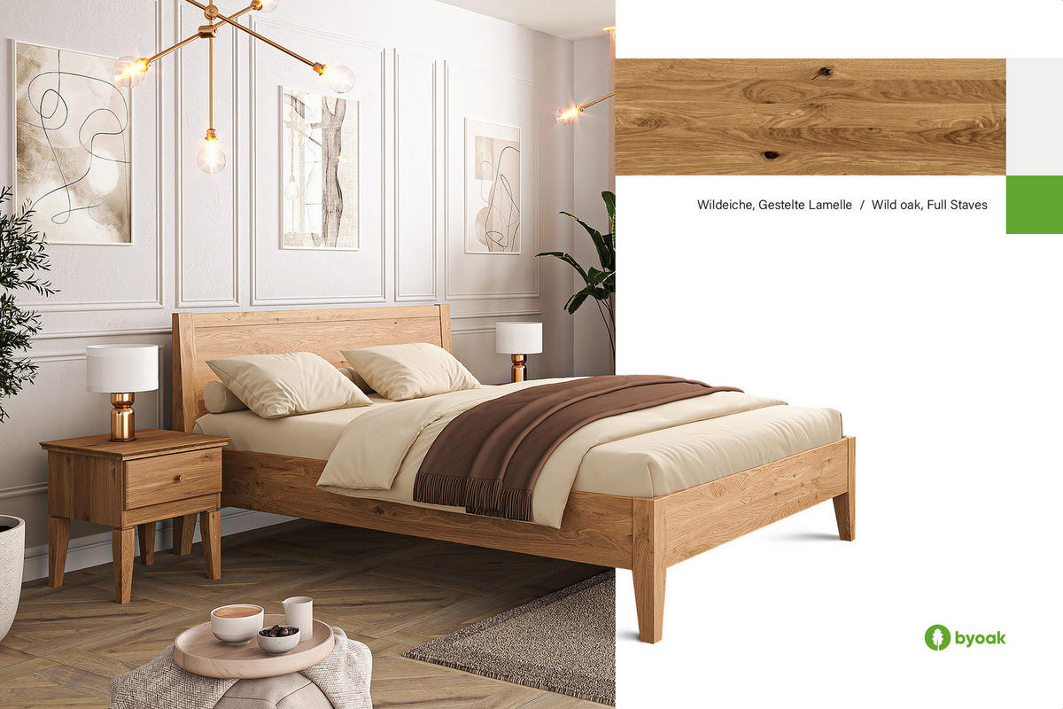 MASSIVHOLZBETT ELIAS 7 80x200 Wildeiche - Alteiche, Holz (80/200cm) - byoak