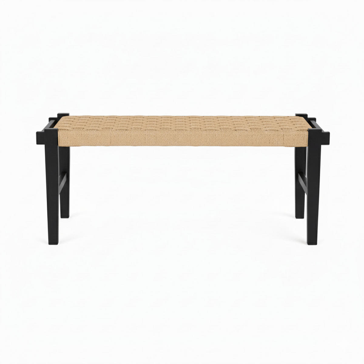SITZBANK 110/38/47 cm Rattan / Eiche Schwarz - Beige/Schwarz, Holz/Papier (110/47/38cm) - Furnhouse