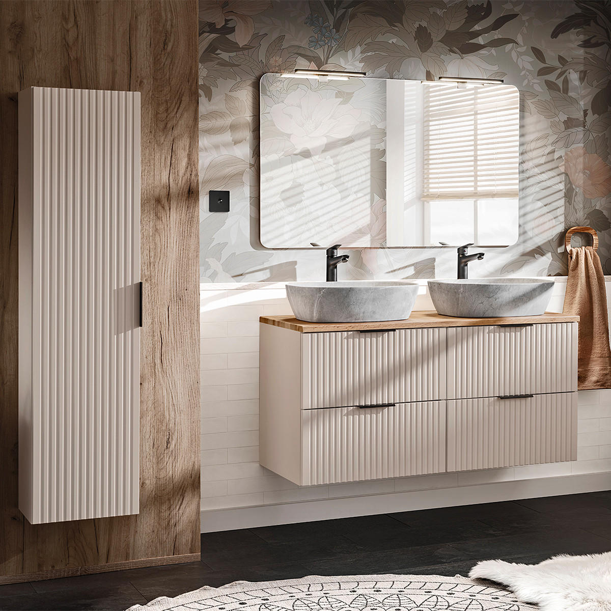 WASCHTISCHUNTERSCHRANK 120.4cm Adriel Beige - Beige, Holzwerkstoff (120.4/57/46cm) - Petits-meubles