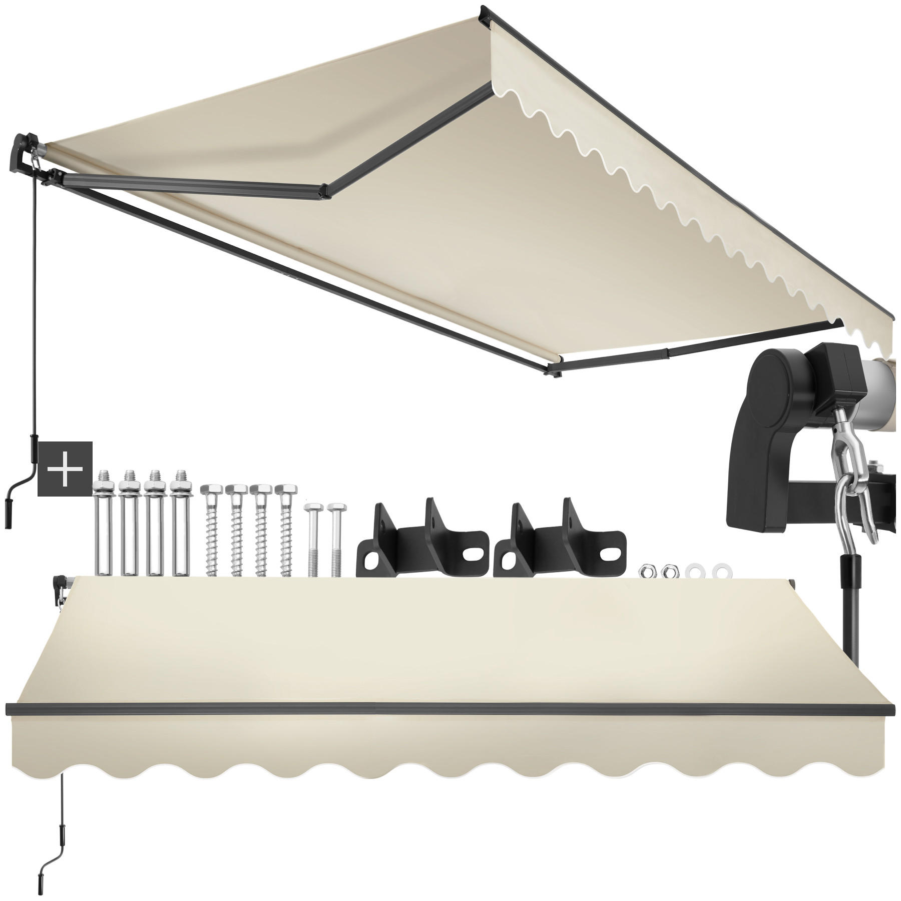 GELENKARMMARKISE Ornella,inkl. Wandhalterung,beige - Beige, Kunststoff (300/41/250cm) - tectake