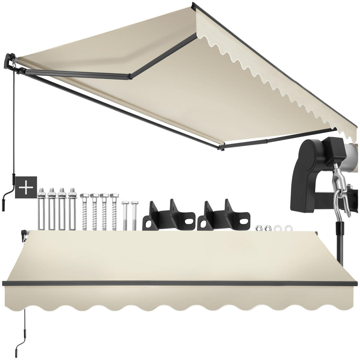GELENKARMMARKISE Ornella,inkl. Wandhalterung,beige - Beige, Kunststoff (300/41/250cm) - tectake