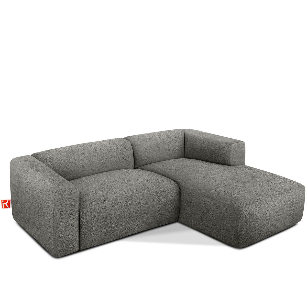 ECKSOFA RECHTS BUFFO, Stahlgrau - Grau, Holz/Holzwerkstoff (225/176cm) - KONSIMO®