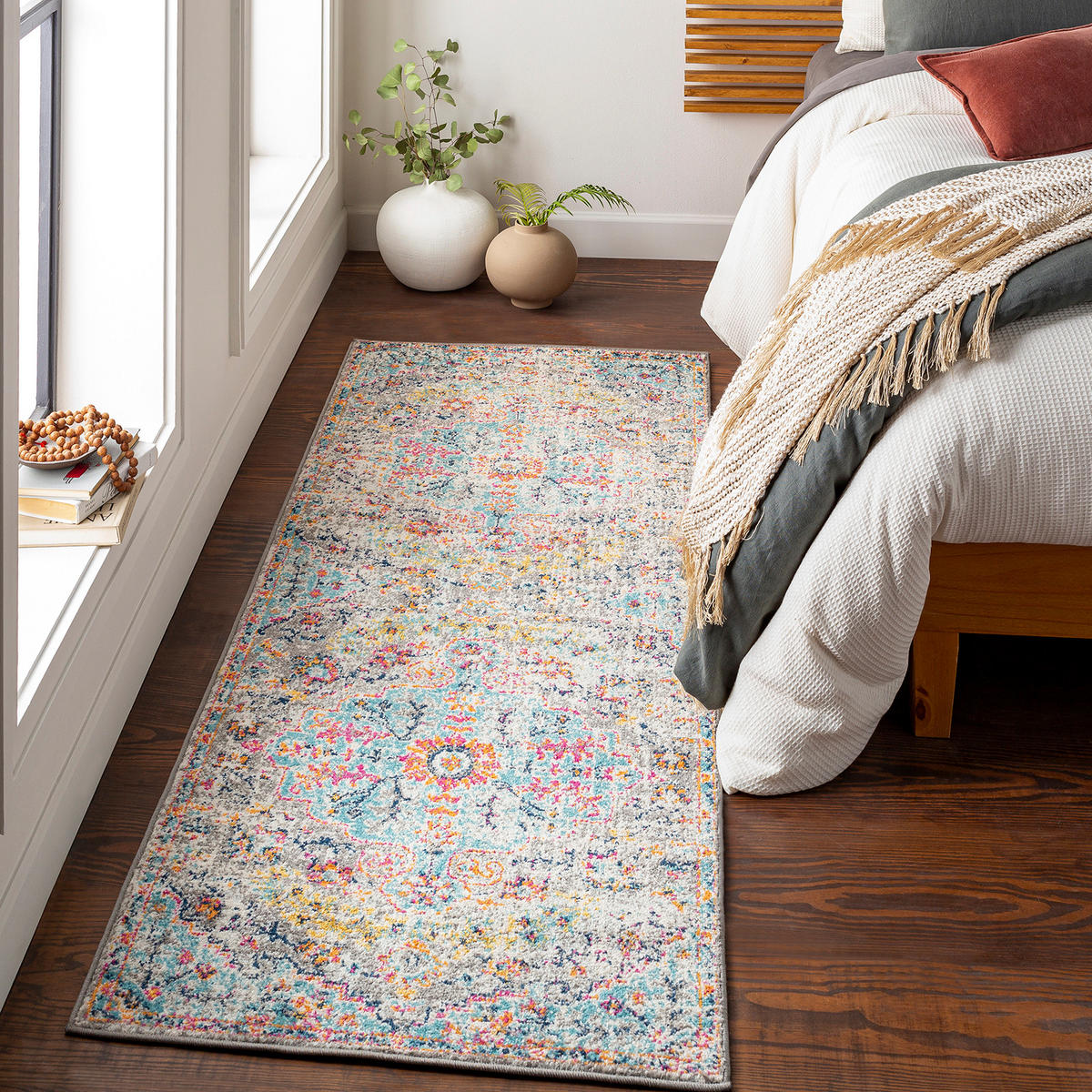 VINTAGE-TEPPICH 80/220 cm Mehrfarbig - Blaugrau, Naturmaterialien/Textil (80/220cm) - LIVABLISS