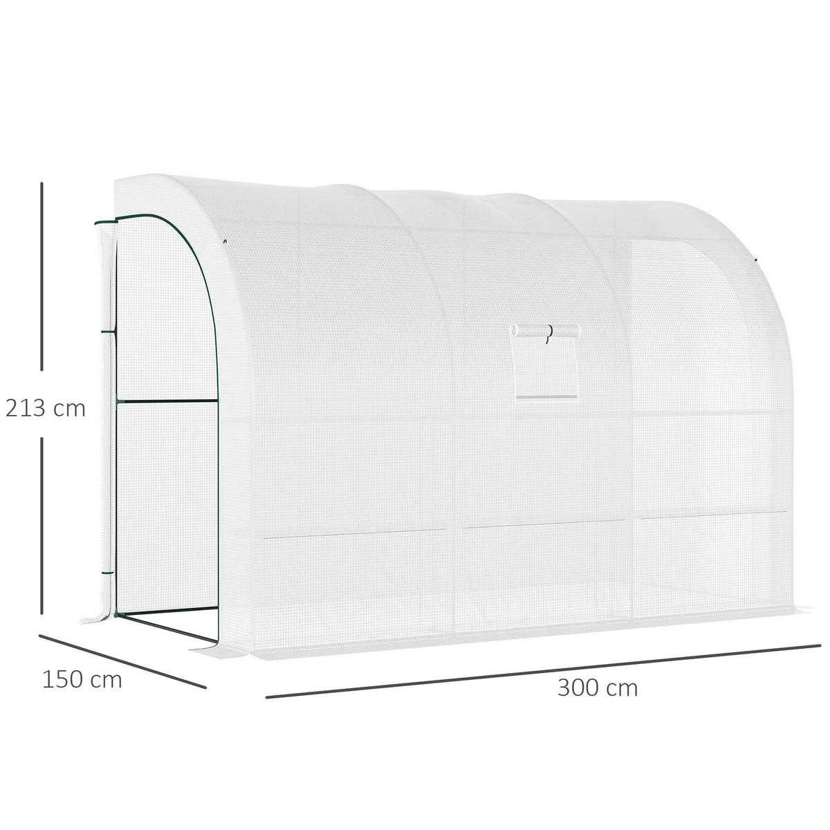 GEWÄCHSHAUS, 300L x 150B x 213H cm - Weiß, Kunststoff/Metall (150/213/300cm) - Outsunny