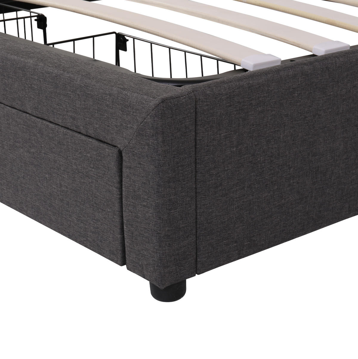POLSTERBETT mit LED-Beleuchtung 140/200 cm mit gepolstertem Kopfteil in Grau - Grau, Textil (140/200cm) - BEAOK