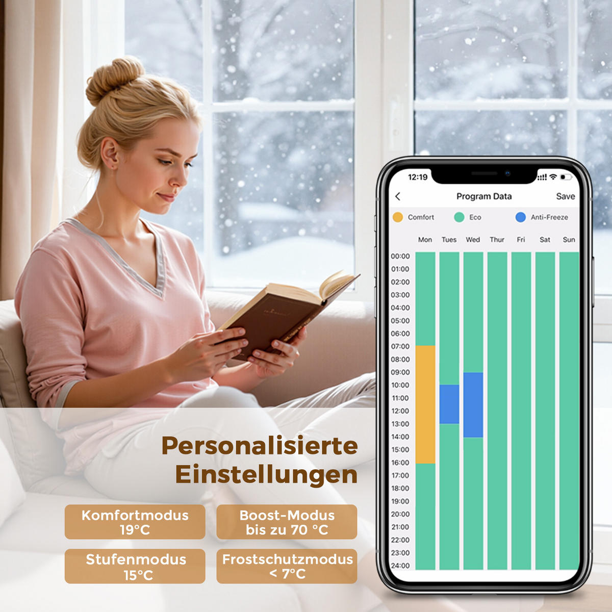 HEIZSTAB 600 W Anthrazit mit WLAN-Thermostat G1/2" für Handtuchheizkörper und Badheizkörper - Anthrazit, Metall (6.9/62/6.2cm) - S'AFIELINA