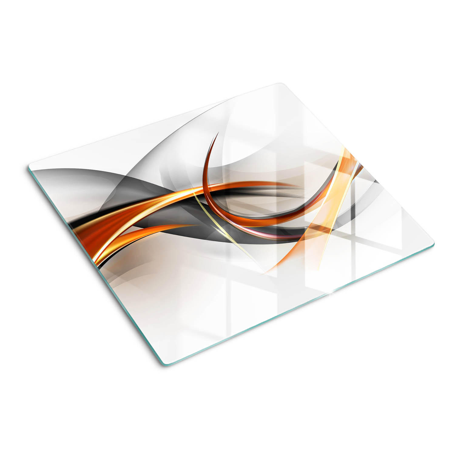 GLASPLATTE 60x52 cm Wellenabstraktion - Orange, Glas (60/0.4/52cm) - TULUP