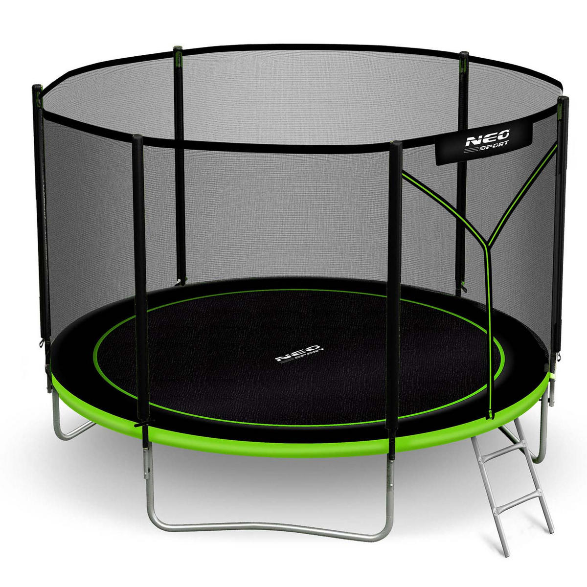 GARTENTRAMPOLIN 10 ft/312 cm mit Außennetz und Leiter - Grün, Metall (312/312cm)