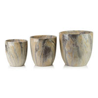 BLUMENTOPF Neva Marble 3er Set Hellbraun 30,5x30,5xh30,5/26x26x27/20,5x20,5x23 cm Keramik - Hellbraun, Keramik (30.5/30.5cm) - Mondex