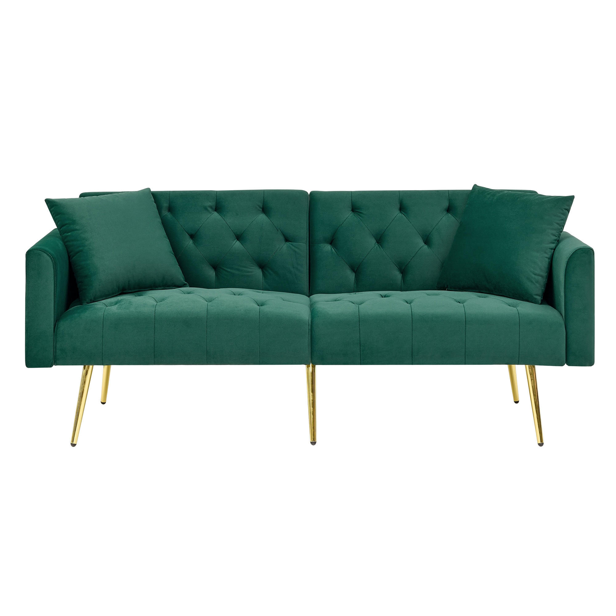 SCHLAFSOFA 177/78/74 cm in Green Samt mit Aufbewahrungstasche - Grün, Textil (78/74/177cm) - Oxeza
