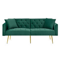 SCHLAFSOFA 177/78/74 cm in Green Samt mit Aufbewahrungstasche - Grün, Textil (78/74/177cm) - Oxeza