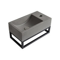 HANDWASCHBECKEN hängend rechteckig aus Beton - Wasserhahn rechts - B 40 x T 22 cm - UCHAMI - Grau, Metall (40/19.5/22cm) - Vente-Unique