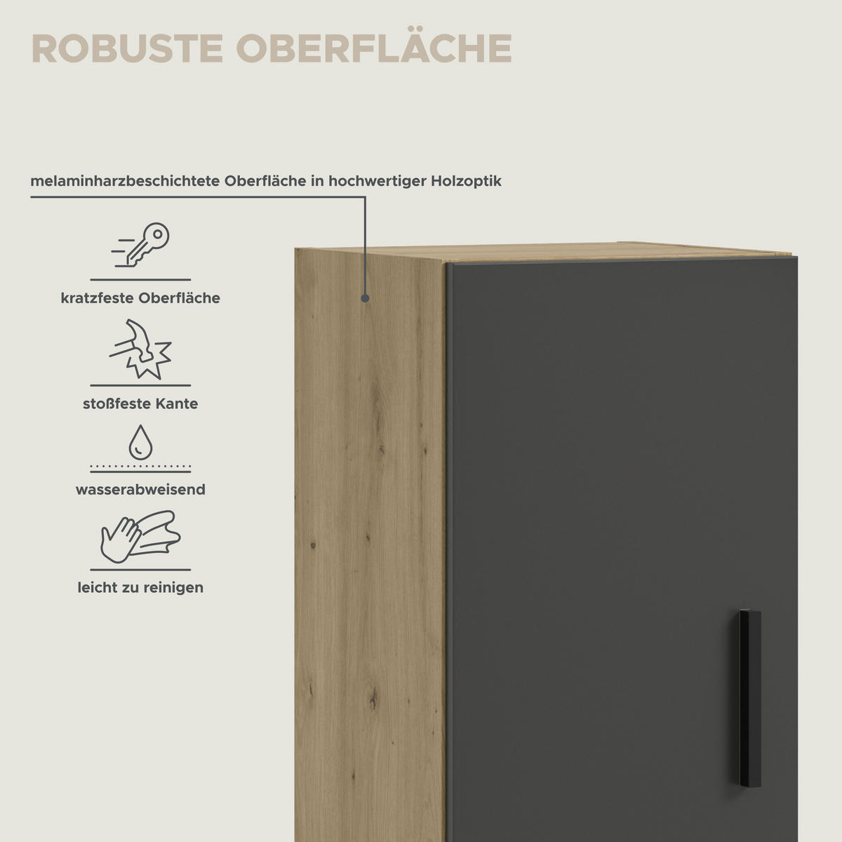 WOHNWAND The One Basalt grau 75/34/34 cm - Braun, Holzwerkstoff (75/34/34cm) - Xonox