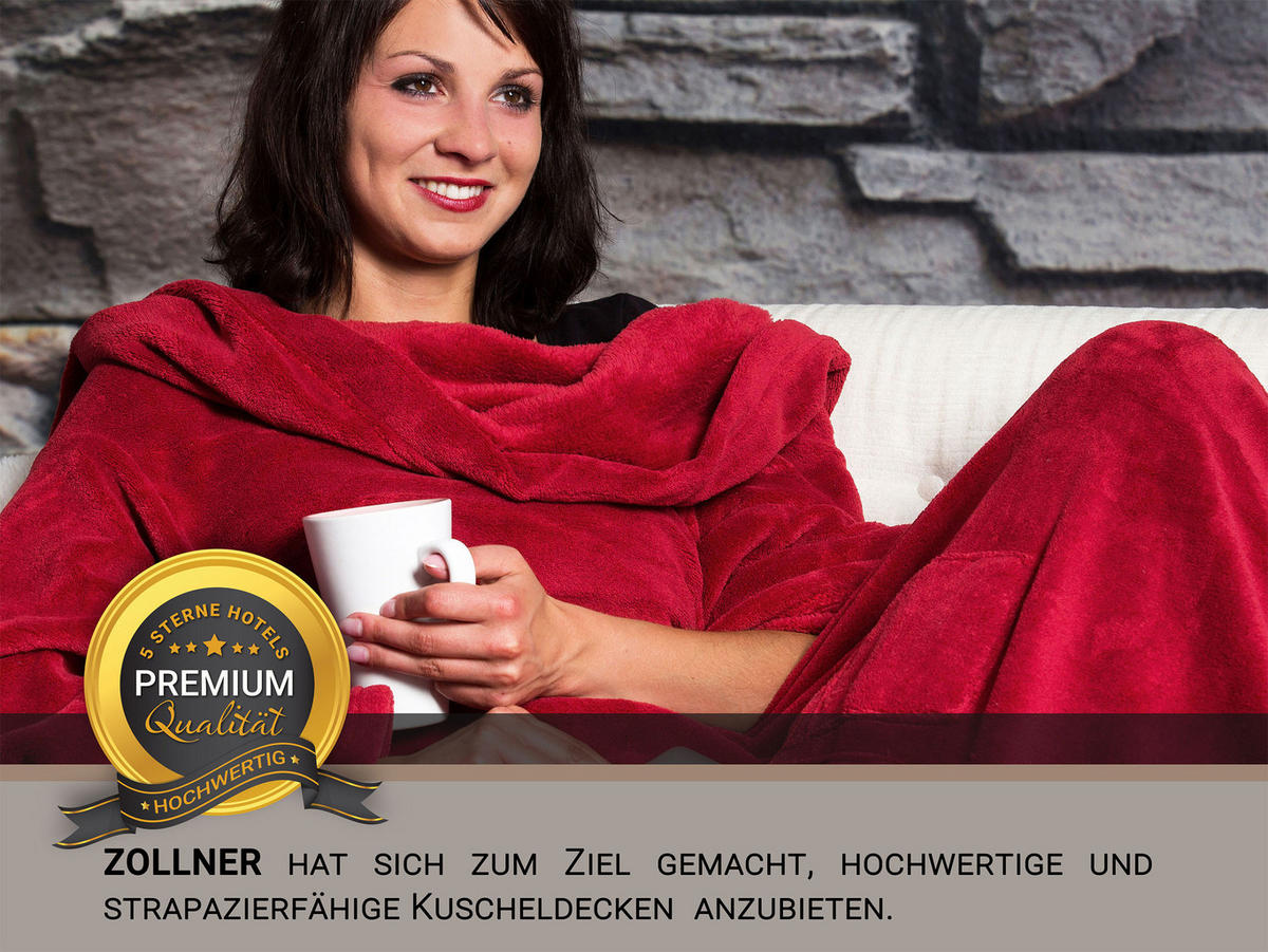 KUSCHELDECKE, 170x200 cm, 100% Polyester, Rot - Weinrot, Textil (170/200cm) - Zollner