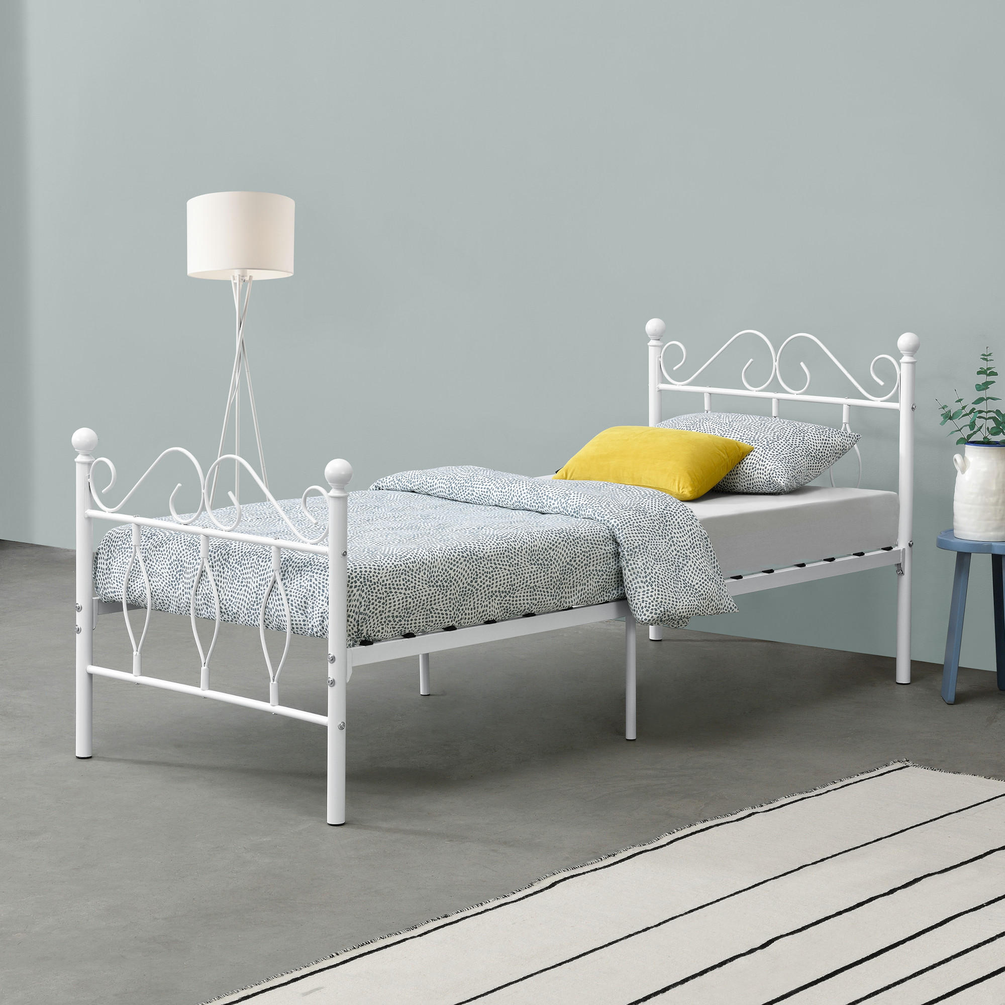 METALLBETT Apolda - Weiß, Metall (90/200cm) - [en.casa]