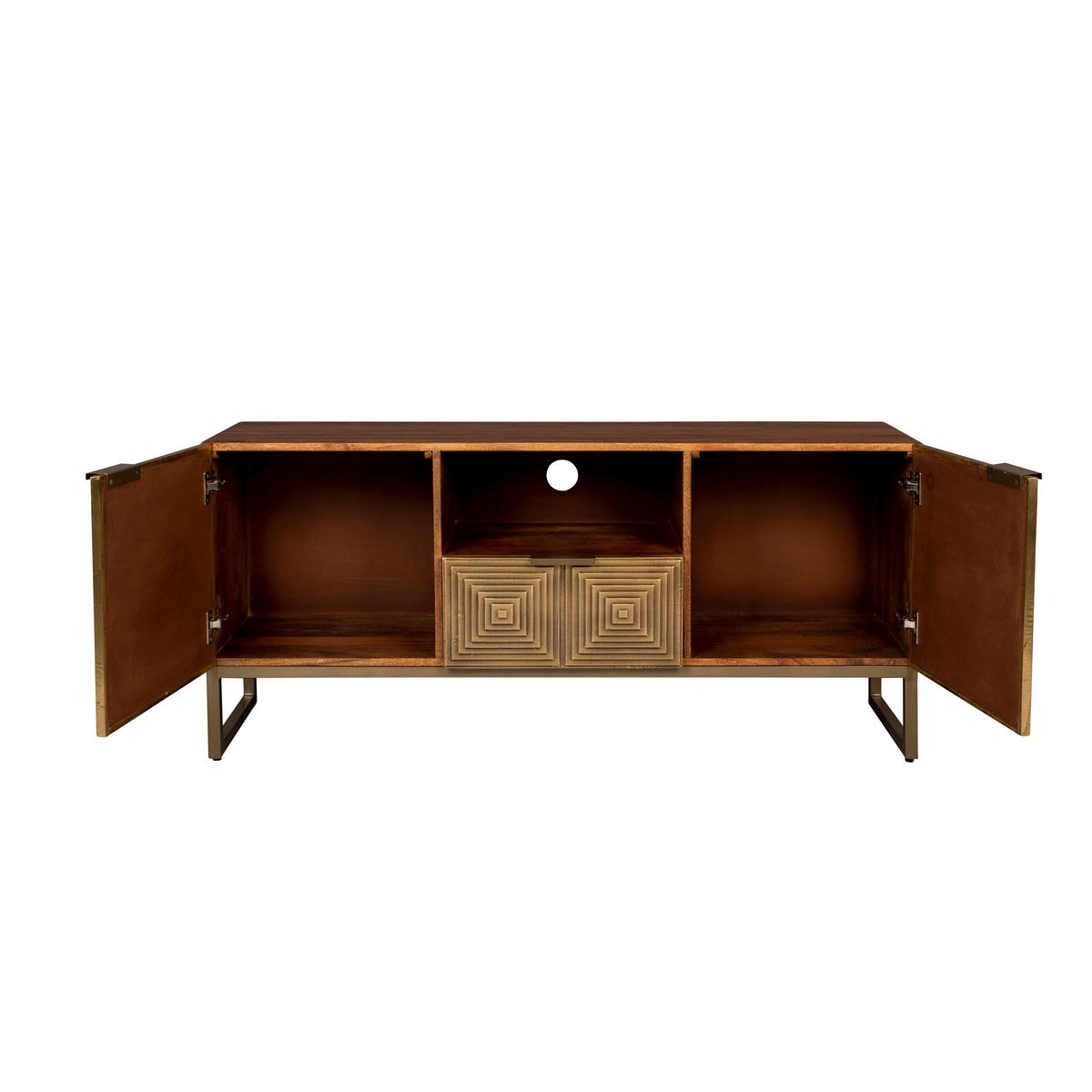 SIDEBOARD Lenkrad Gold - Goldfarben, Holz (40/60/135cm) - Dutchbone
