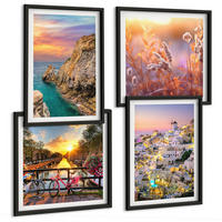 BILDER SET 4er Set - 50x50 cm & 40x60 cm Schwarzer Rahmen - Sonnenuntergänge am Meer - Schwarz, Kunststoff (50/50cm) - TULUP