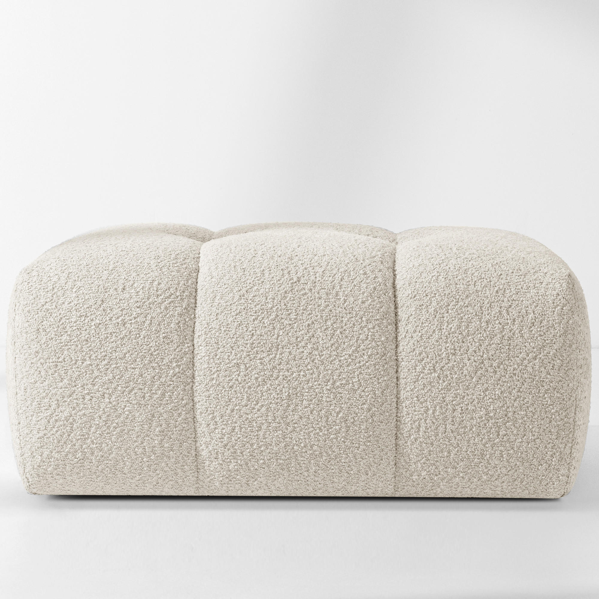POUF RAVIA, Bouclé, Weiß - Weiß, Holz/Textil (96/45/50cm) - KONSIMO®