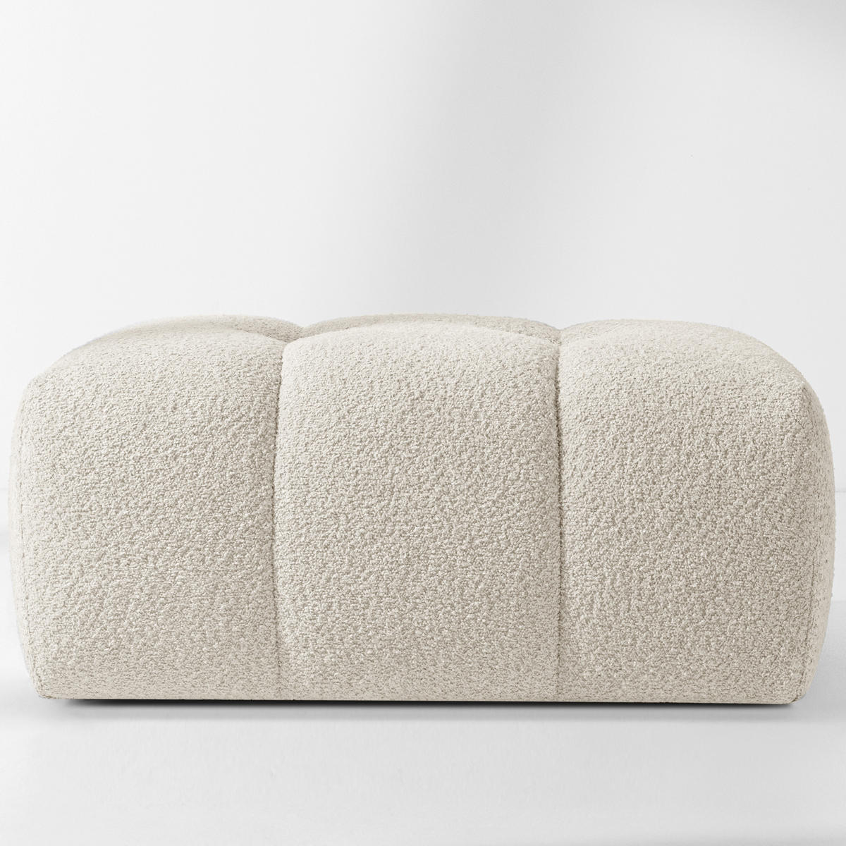 POUF RAVIA, Bouclé, Weiß - Weiß, Holz/Textil (96/45/50cm) - KONSIMO®