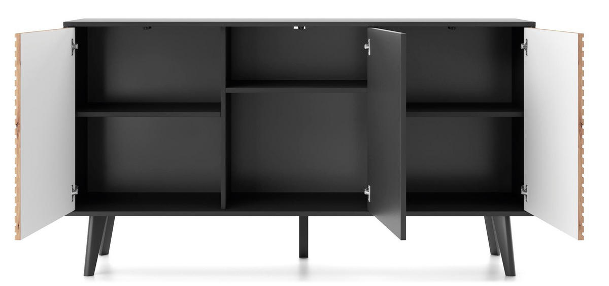 SIDEBOARD Willow Schwarz - Schwarz/Eiche Artisan, Holzwerkstoff (154/84/39cm) - Bettso