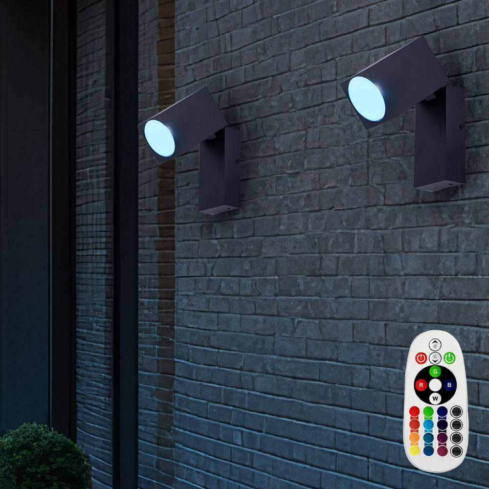 LED AUSSEN-WANDLEUCHTE Alu Schwarz 2er Set - Schwarz, Metall (10/6.6/9.2cm)