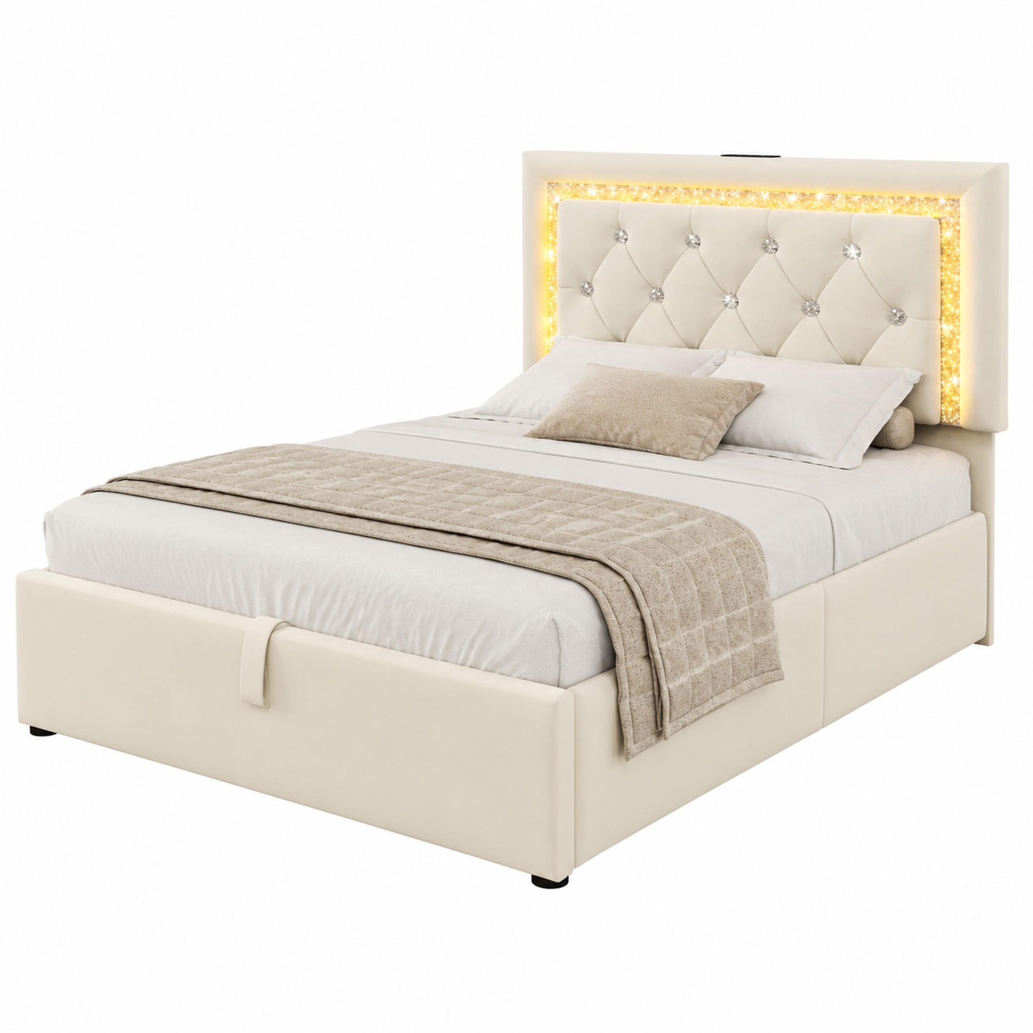 Beauniv Polsterbett Beige 90x200 cm