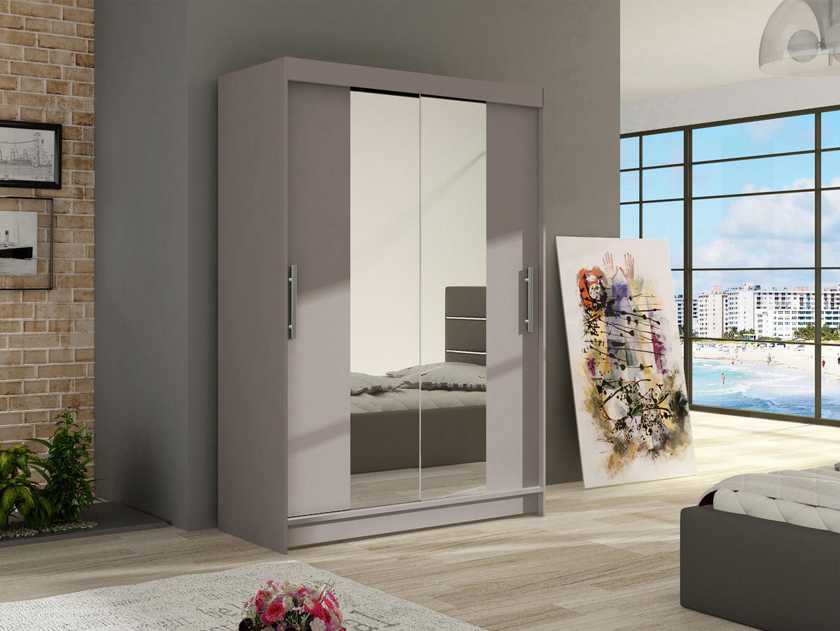 KLEIDERSCHRANK Miami II - Kaschmir/Silberfarben, Holzwerkstoff/Kunststoff (120/200/58cm) - MIRJAN24