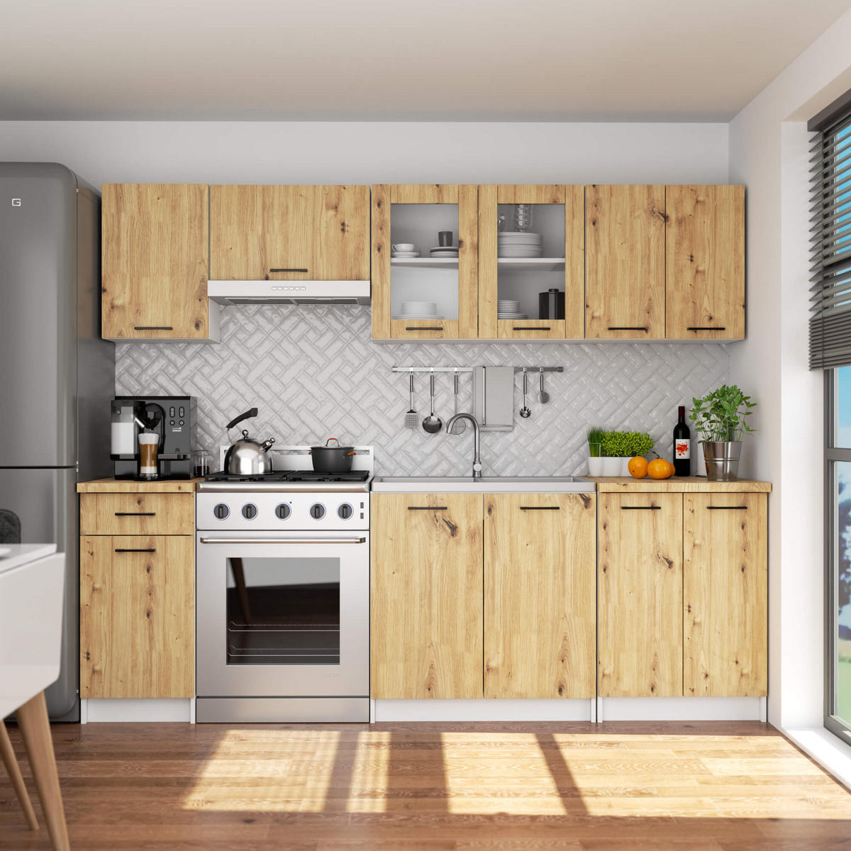 HÄNGESCHRANK Weiß, Eiche Artisan 58/80/30,5 - Weiß/Eiche Artisan, Holzwerkstoff (80/58/30cm) - RAUMHIRSCH FURNITURE