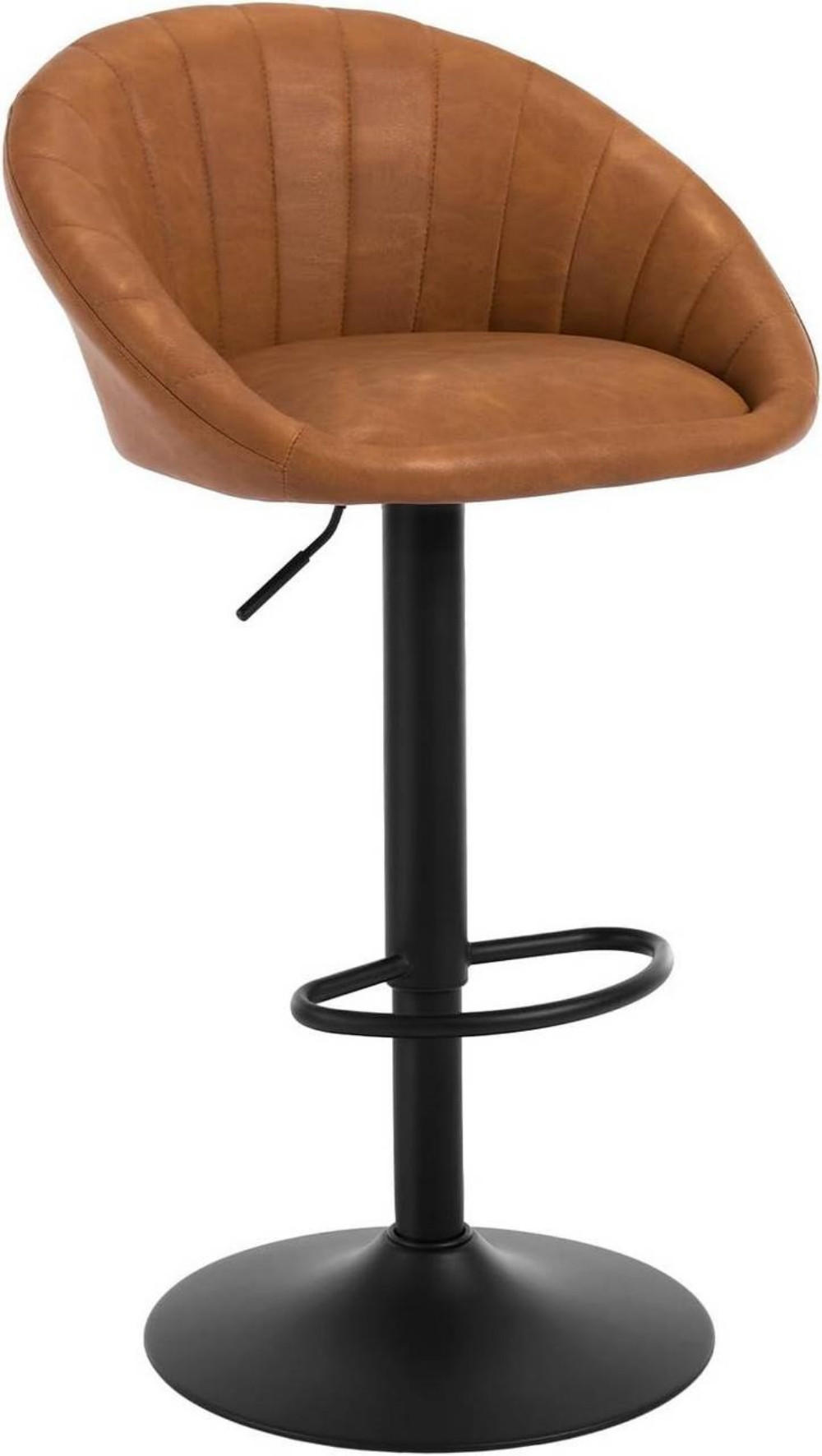 BARHOCKER Kunstleder, Metall, Braun - Schwarz/Braun, Kunststoff/Metall (53/83/45cm) - Woltu