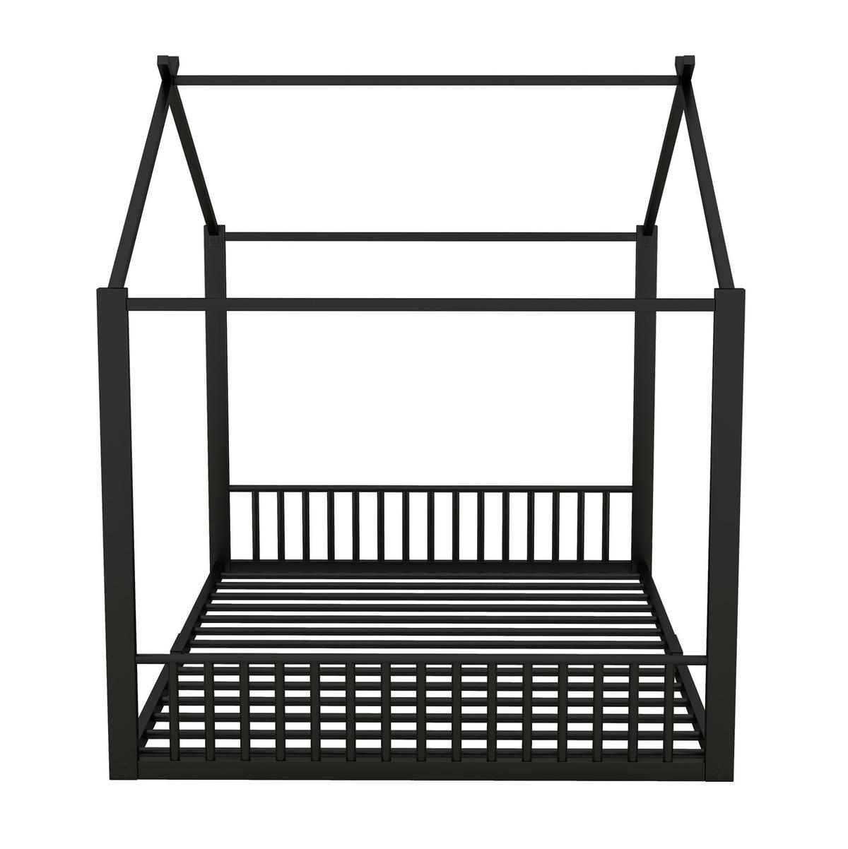 KINDERBETT 140/200 cm mit Metallrahmen in Hausform, Schwarz - Schwarz, Metall (140/200cm) - Redom