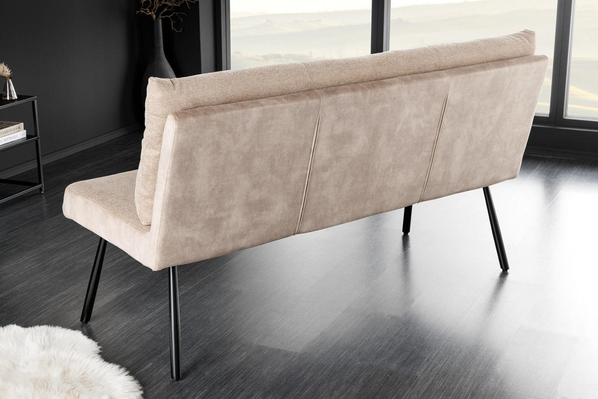 SITZBANK BIG GEORGE Samt Beige 160 cm - Beige/Schwarz, Textil/Metall (160/90/69cm) - riess-ambiente