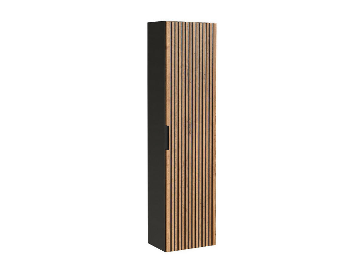 BADHOCHSCHRANK hängend - Holzfarben hell & Schwarz - 140 cm - MADELA - Schwarz, Holz (25/140/35cm) - Vente-Unique