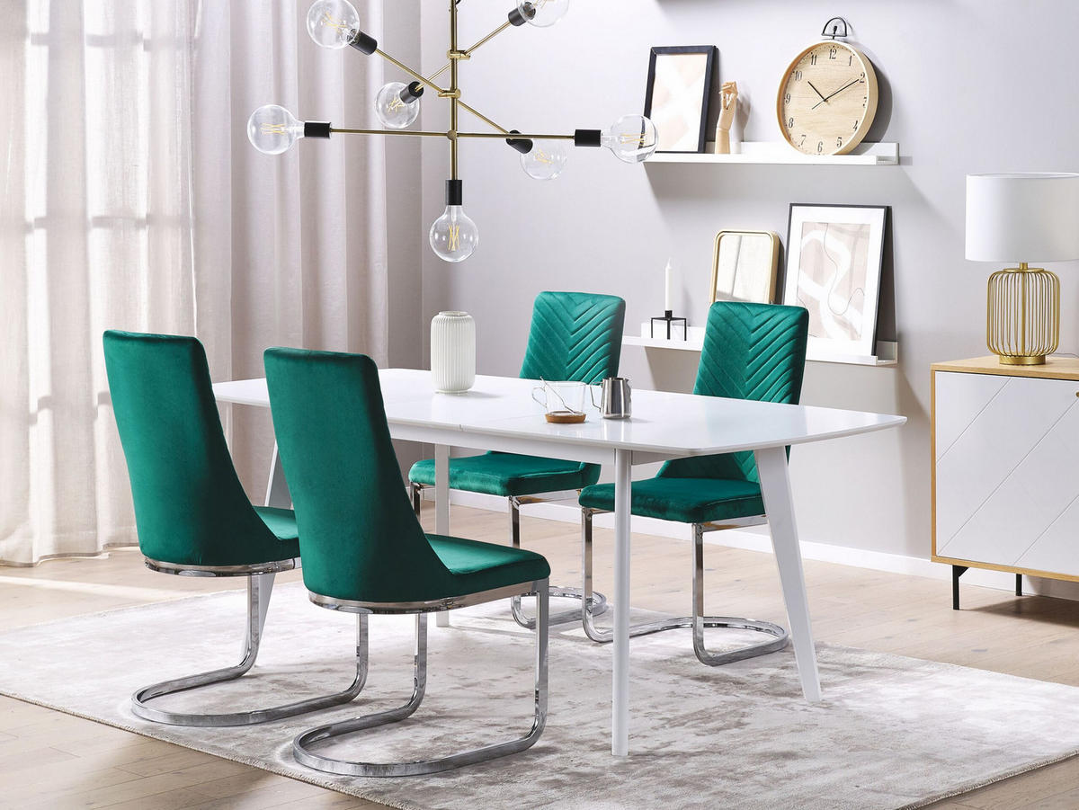 ESSZIMMERSTUHL 2er-Set Samtstoff Grün Altoona - Grün, Textil/Metall (46/96/58cm) - Beliani