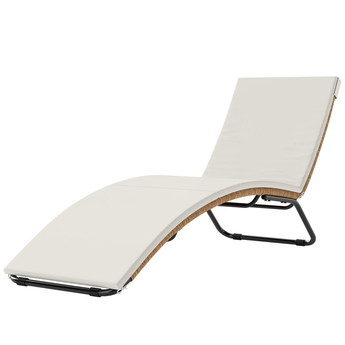 POLYRATTAN SONNENLIEGE DE-06758 S-Form mit Auflage - Creme, Kunststoff/Metall (57/80/175cm) - ComfortXL