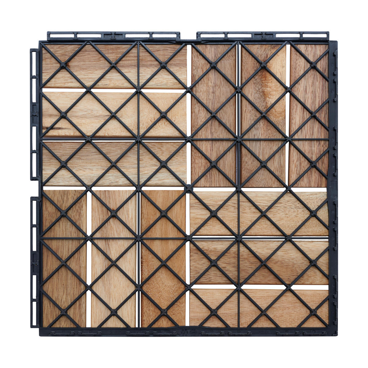 KLICKFLIESEN-SET 10 TLG. Alliste - Naturfarben, Holz (30/30/1.9cm) - casa.pro