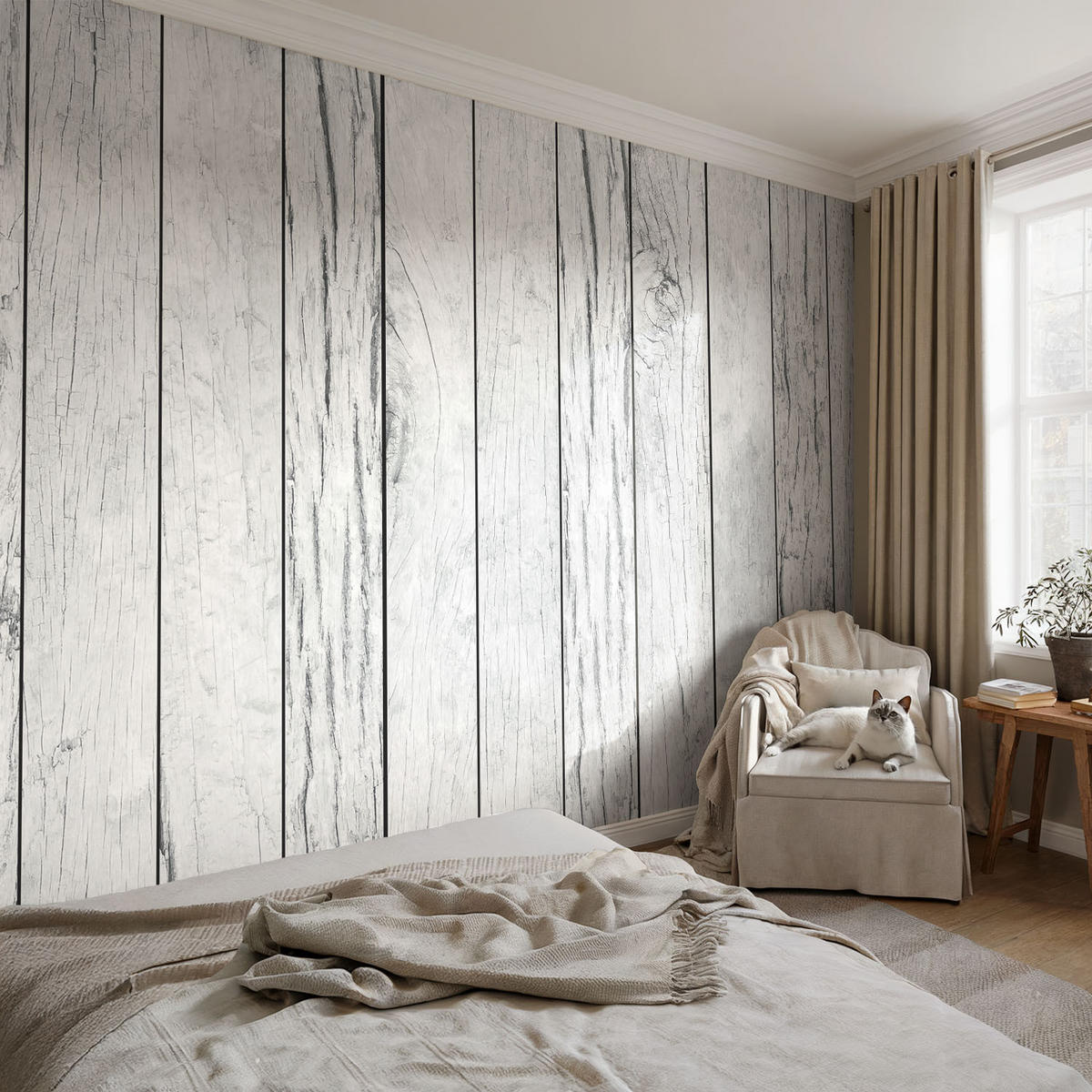 FOTOTAPETE 104x70 cm - Vintage-Flair - Weiß, Textil (104/70cm) - Wallfluent