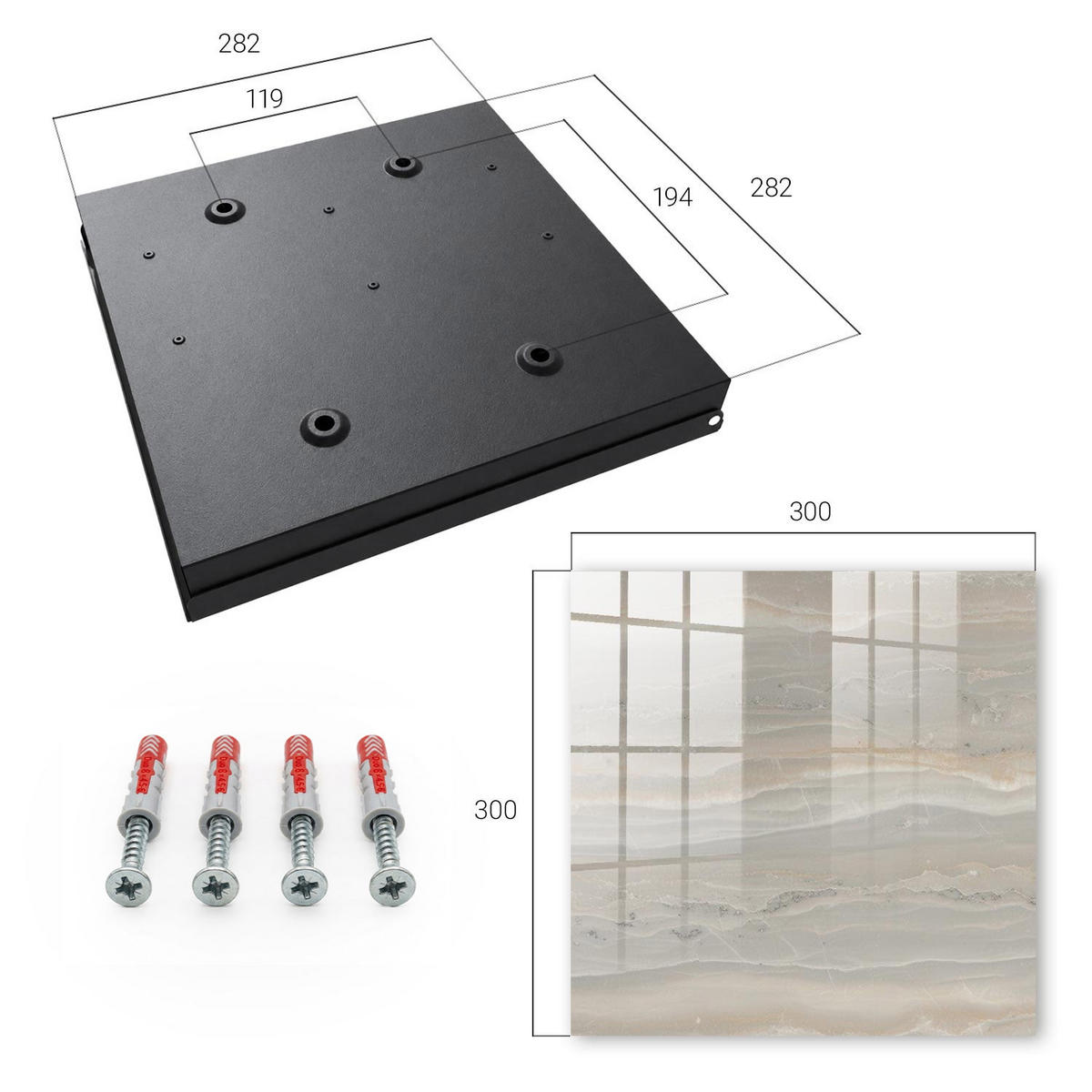SCHLÜSSELBOX Schwarz 30x30 cm- Türöffnung nach rechts - Beige Wellen - Beige, Metall (30/30/5cm) - TULUP