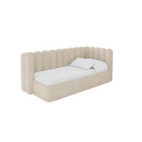 EINZELLBETT Jugendbett mit Bettkasten und Matratze H3/H4, Links - HUGY 100x200 Beige - Beige, Holzwerkstoff/Textil (100/200cm) - ALTDECOR