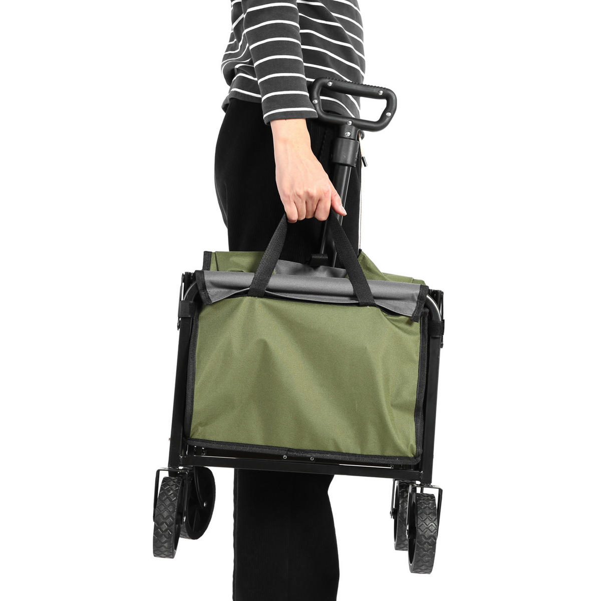 GARTENWAGEN Leichter 66 cm Army Grün – Klappbarer Outdoor Transportwagen mit All-Terrain Rädern - Grün, Metall (66/45/41cm) - Urban Meuble