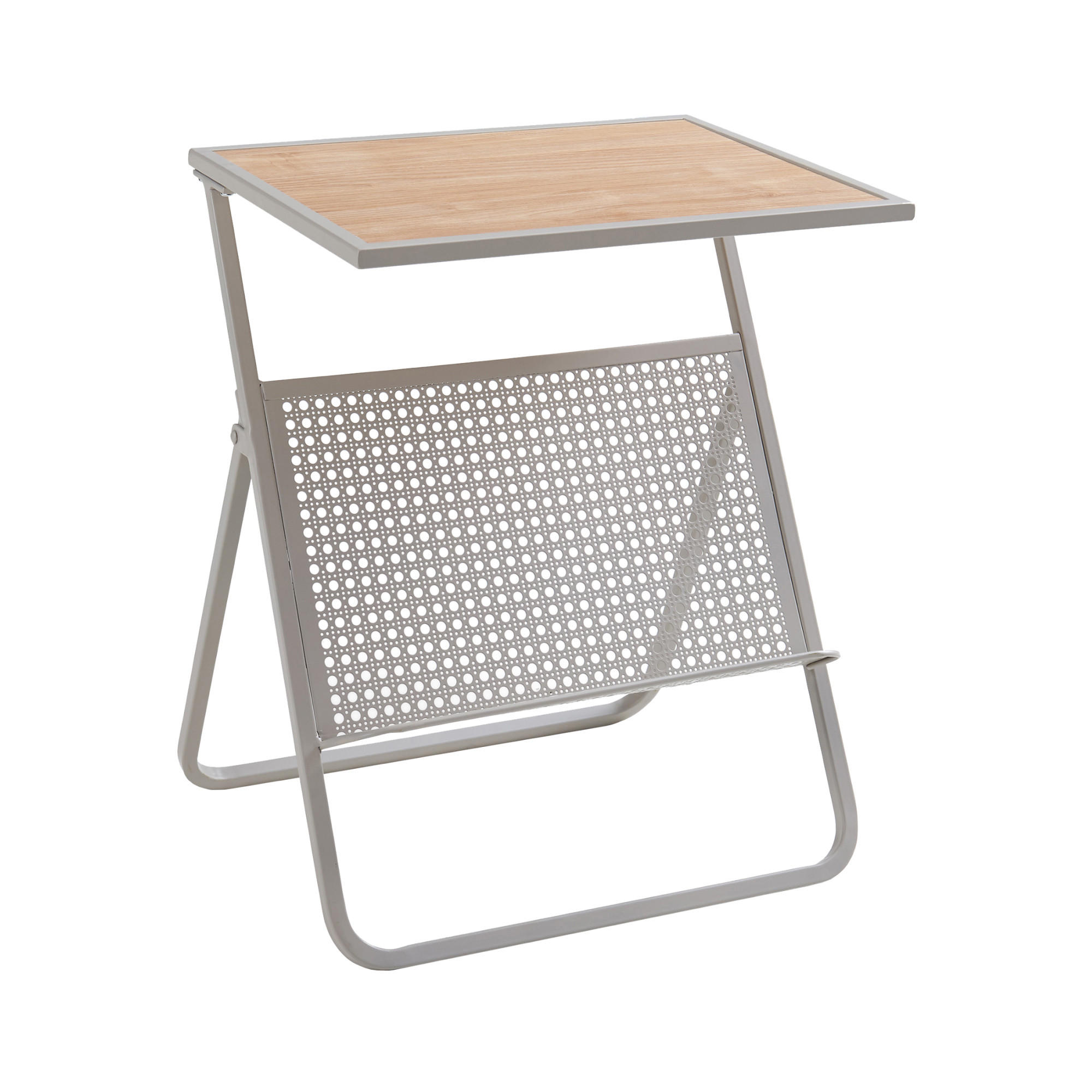 BEISTELLTISCH Jäller - Eichefarben/Beige, Holzwerkstoff/Metall (40/30/48cm) - [en.casa]