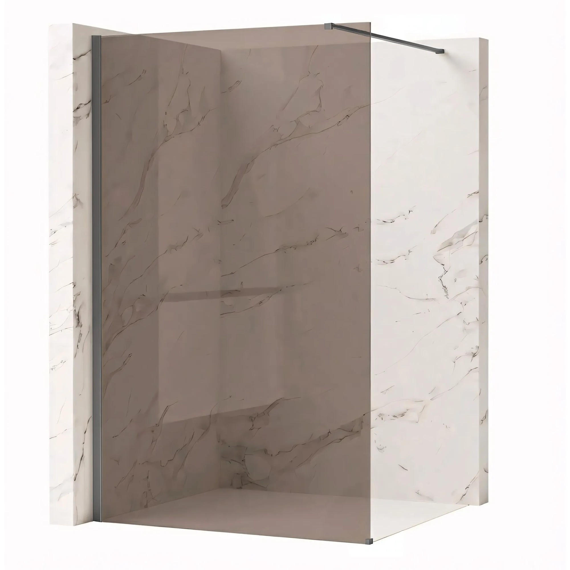 DUSCHWAND Rea Flexi Brown / Titan 80 - Titanfarben, Glas (120/80/195cm) - REA