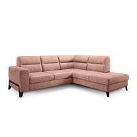 ECKSOFA mit Schlaffunktion & Bettkasten, luxus Nube-Stoff - Schwarz/Rosa, Textil/Metall (237/277cm) - Eltap
