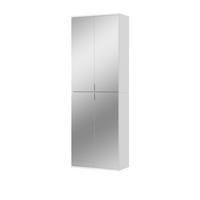 GARDEROBENSCHRANK weiß 61 cm 4-türig, Schuhschrank mit Spiegeltüren, Garderobenmöbel - Silberfarben/Weiß, Holzwerkstoff/Kunststoff (61/193/34cm) - Inn.Furn
