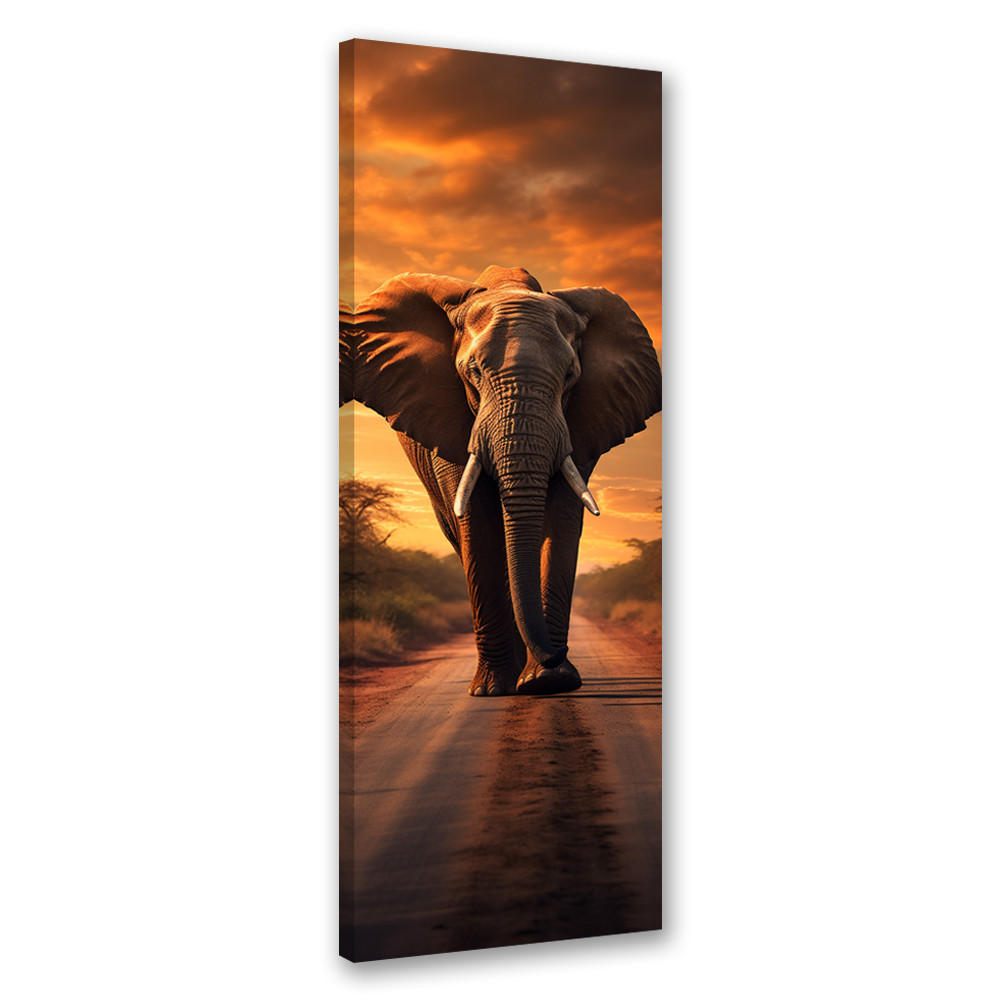 WANDBILD elefant afrika savanne - Orange, Textil (30/90cm) - Feeby